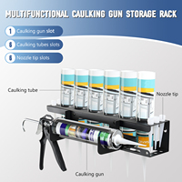 Caulk Tube & Gun Wall Rack: Holds 6 tubes with nozzles horizontally. Wall-mounted workshop organizer for compact garage storage