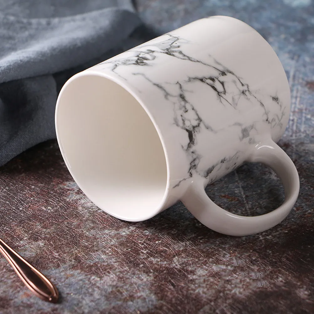 301-400Ml Marble Effect Ceramic Mug Simple Fashion Coffee Tea Mug Dishwasher Safe Easy Clean for Home Office Morning Beverage