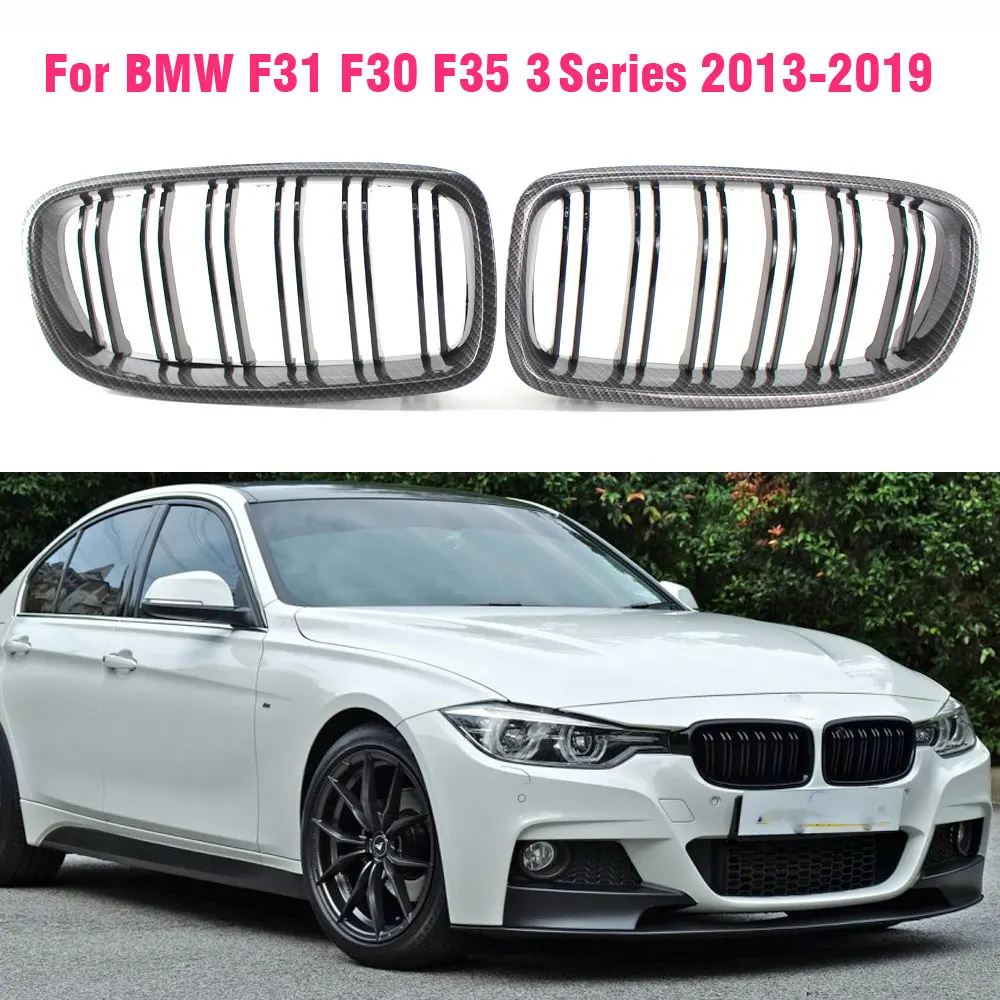 

Grille Replacement Carbon Fiber Kidney Front Bumper Grill For BMW F31 F30 2012-2019 For BMW 316i 318d 320i 325i Glossy Black