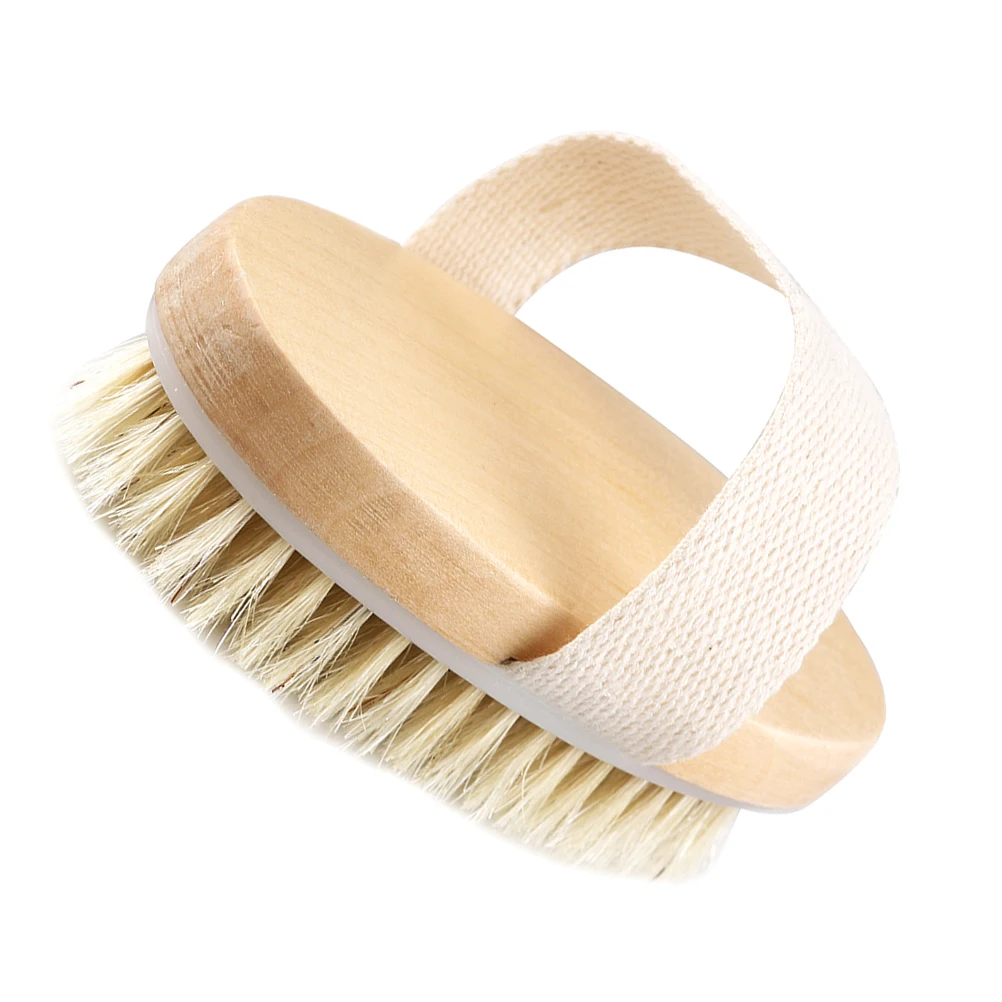 

Wooden Bath Bristle Brush Medium Stiffness 12x7cm Natural Bristle Exfoliating Body Spa Brush Remove Dead Skin Cellulite