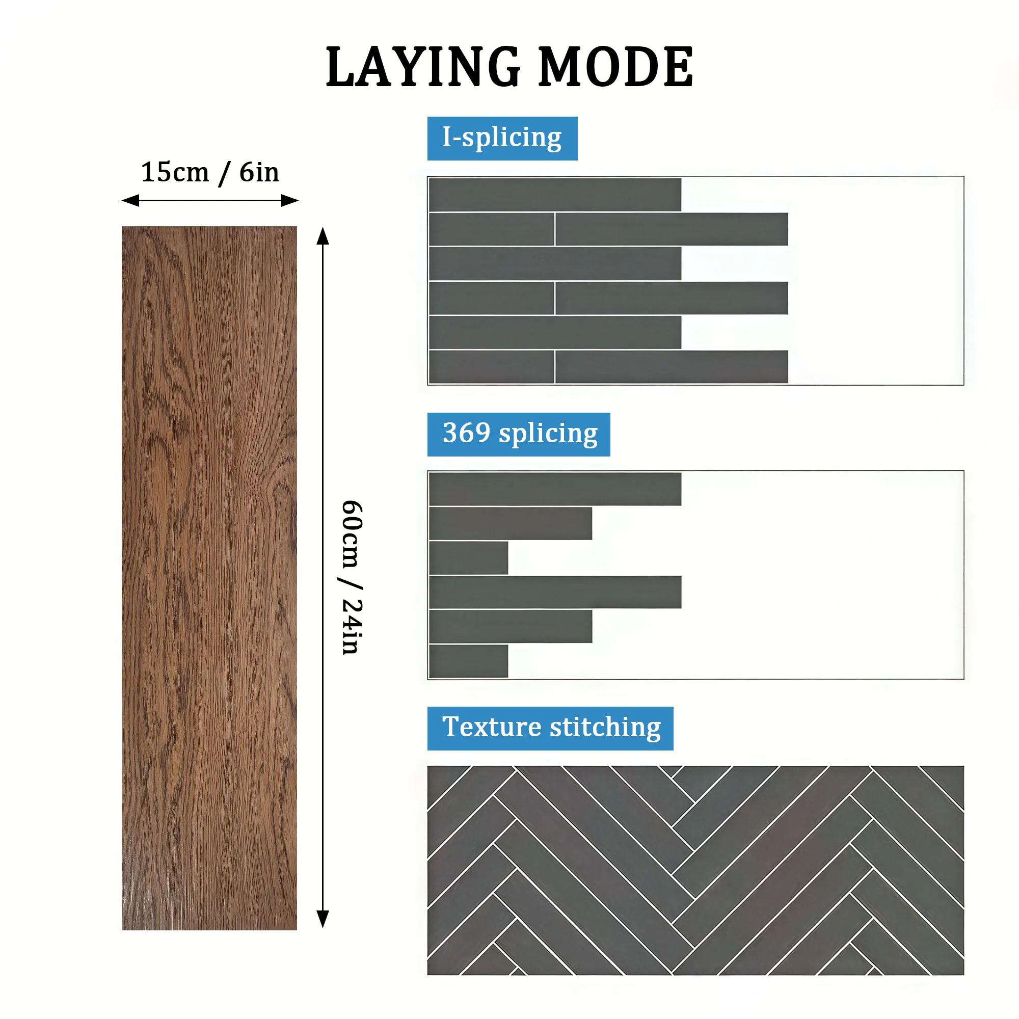 30 Stück 60×15cm PVC-Boden- und Wandaufkleber mit Holzmaserung, moderne selbstklebende, dicke, verschleißfeste Vinyl-Aufkleber, abziehbare und aufklebbare Bodenfliesen für Wohnzimmer, Schlafzimmer, Küche, Innendekoration – Detail 1