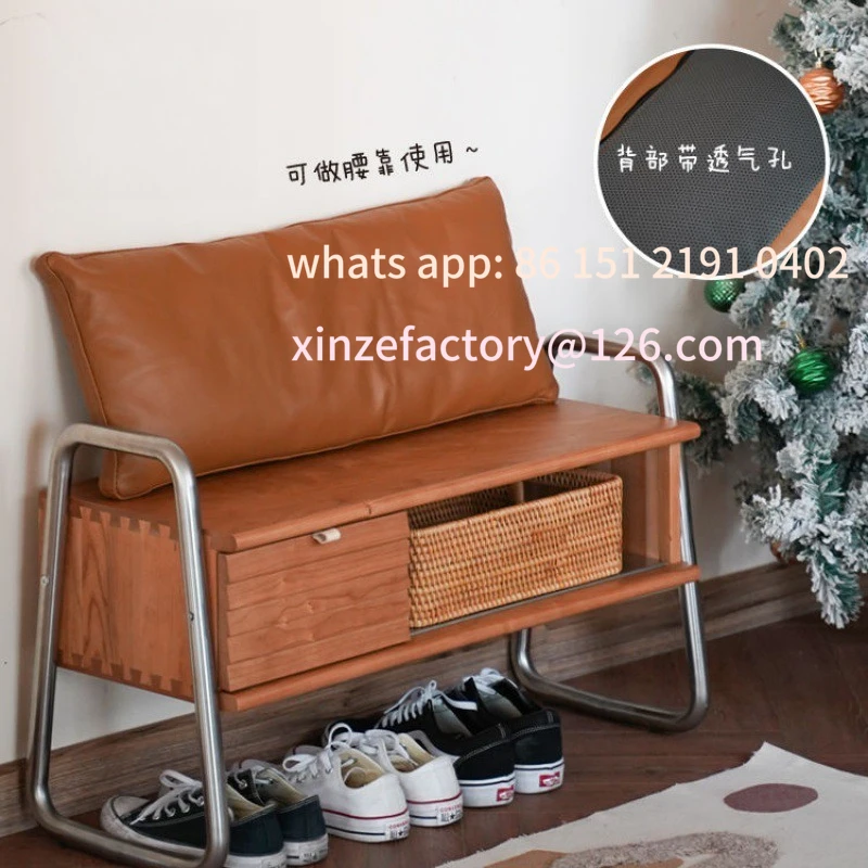 

Customizable small apartment corridor shoe stool solid wood home door can sit shoe cabinet entry bench footstool