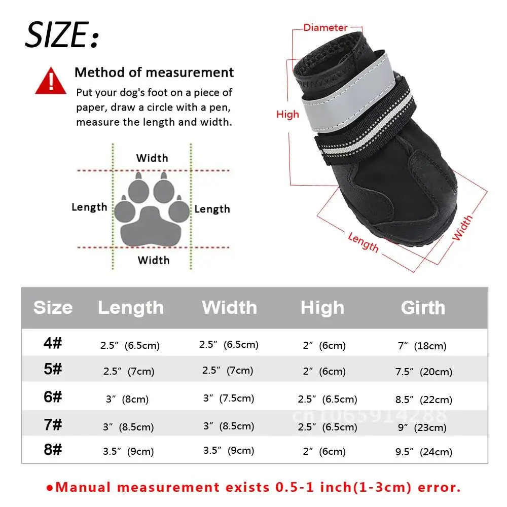 Reflective for Shoes Socks Winter Dog Boots Footwear Rain Wear Non-Slip Medium Skid Dog Shoes Pet Large Pitbull Dogs Anti