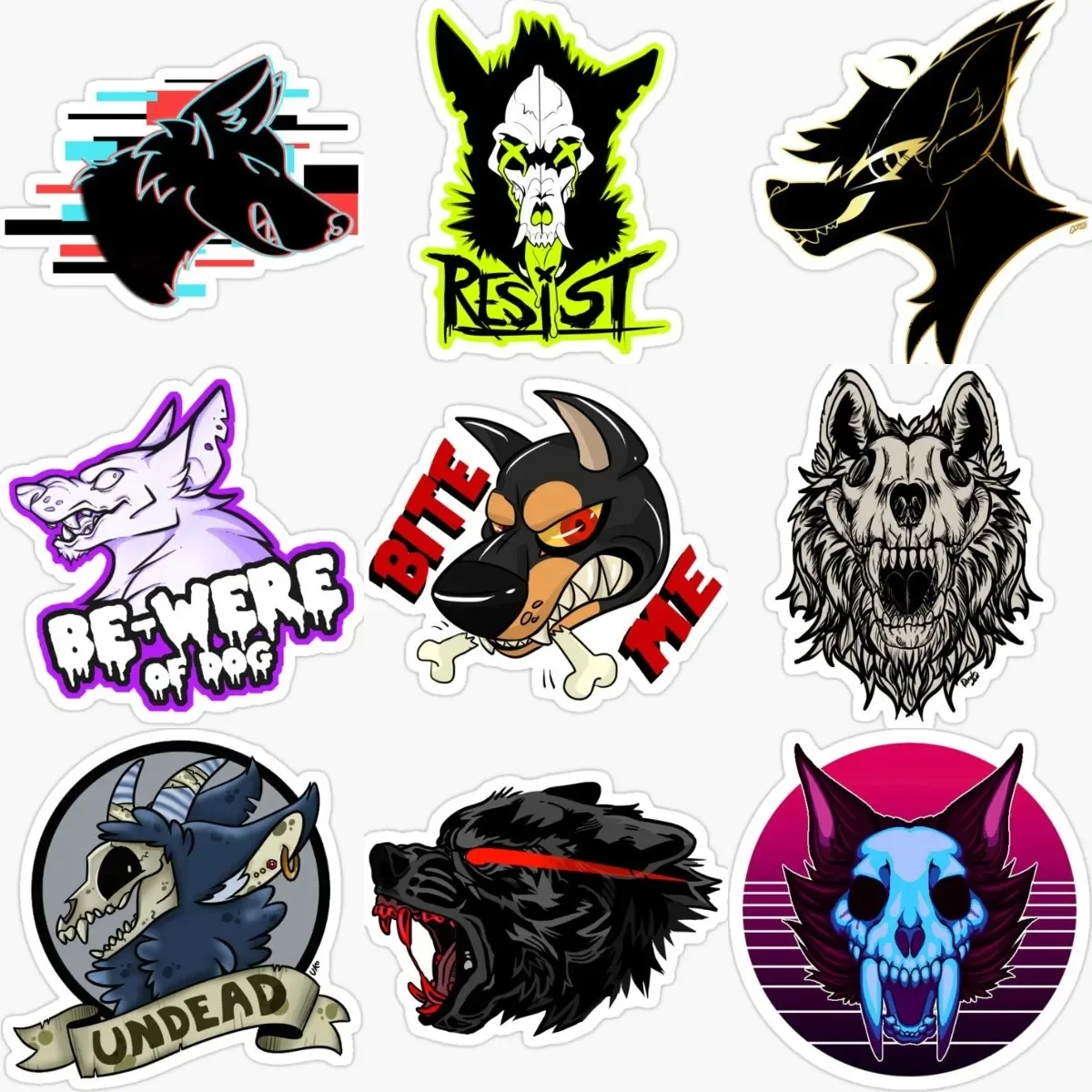 

Black Dark Terror Wolf Cool Creative Stickers Motorcycle Truck Window Laptop Camper Car Bicycle Wall Room Table Helmet PVC Decal