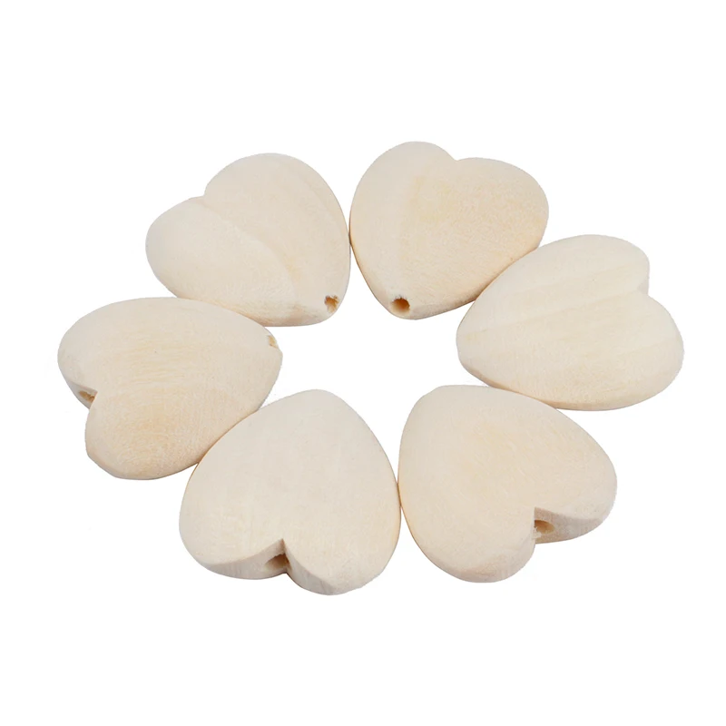 Natural Wooden Heart Beads Charms Loose Wood Spacer Beads for Handmade Diy Jewelry Making Crafts Accessories