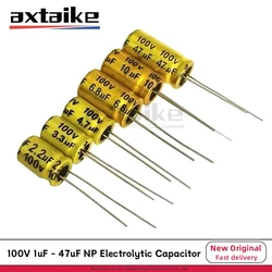 10PCS 100V 1uF 1.5uF 2.2uF 3.3uF 4.7uF 5.6uF 6.8uF 10uF 22uF 33uF 47uF Audio Frequency Nonpolarity NP Electrolytic Capacitor