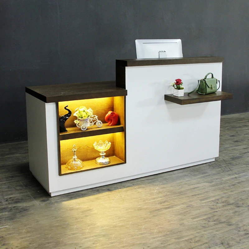custom.Kainice Company Reception Desk Counter with Light Checkout Counters Register Counter Retail Store