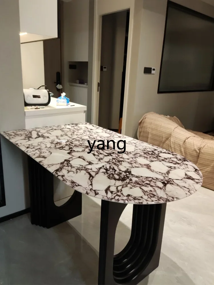 L'm natural marble Bulgari semi-round island integrated dining table light luxury household small apartment