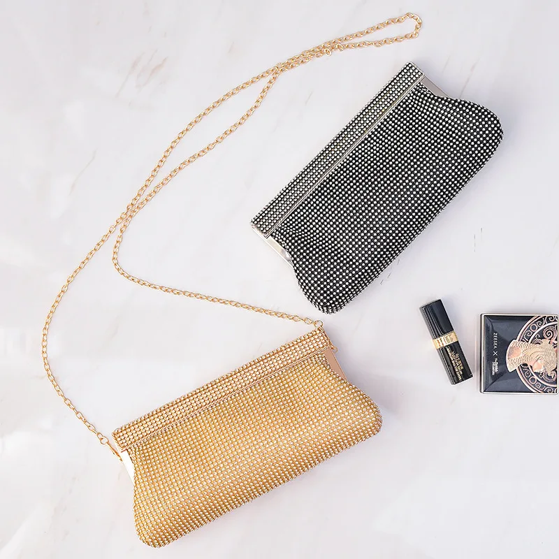 

New Diamond Evening Bag Par Fem Handbag Celebri Crossbody Bag Soft Polyester Magnetic Bule Closure Summer 202