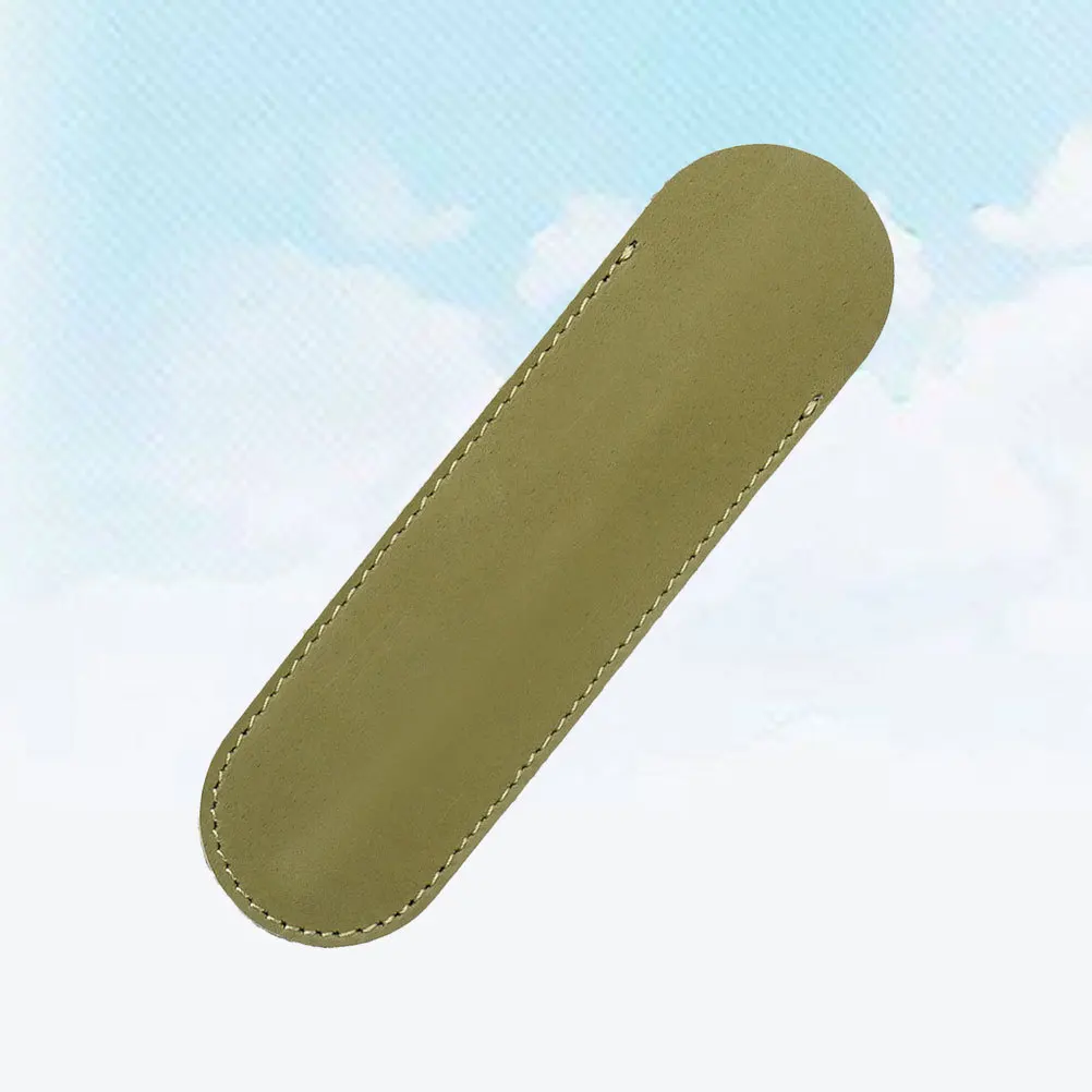 

Case Hand Stitched Genuine Pouch Holder For Fountain Ballpoint Pen Olive Green Small Size Pen Organizer Pencil Bag