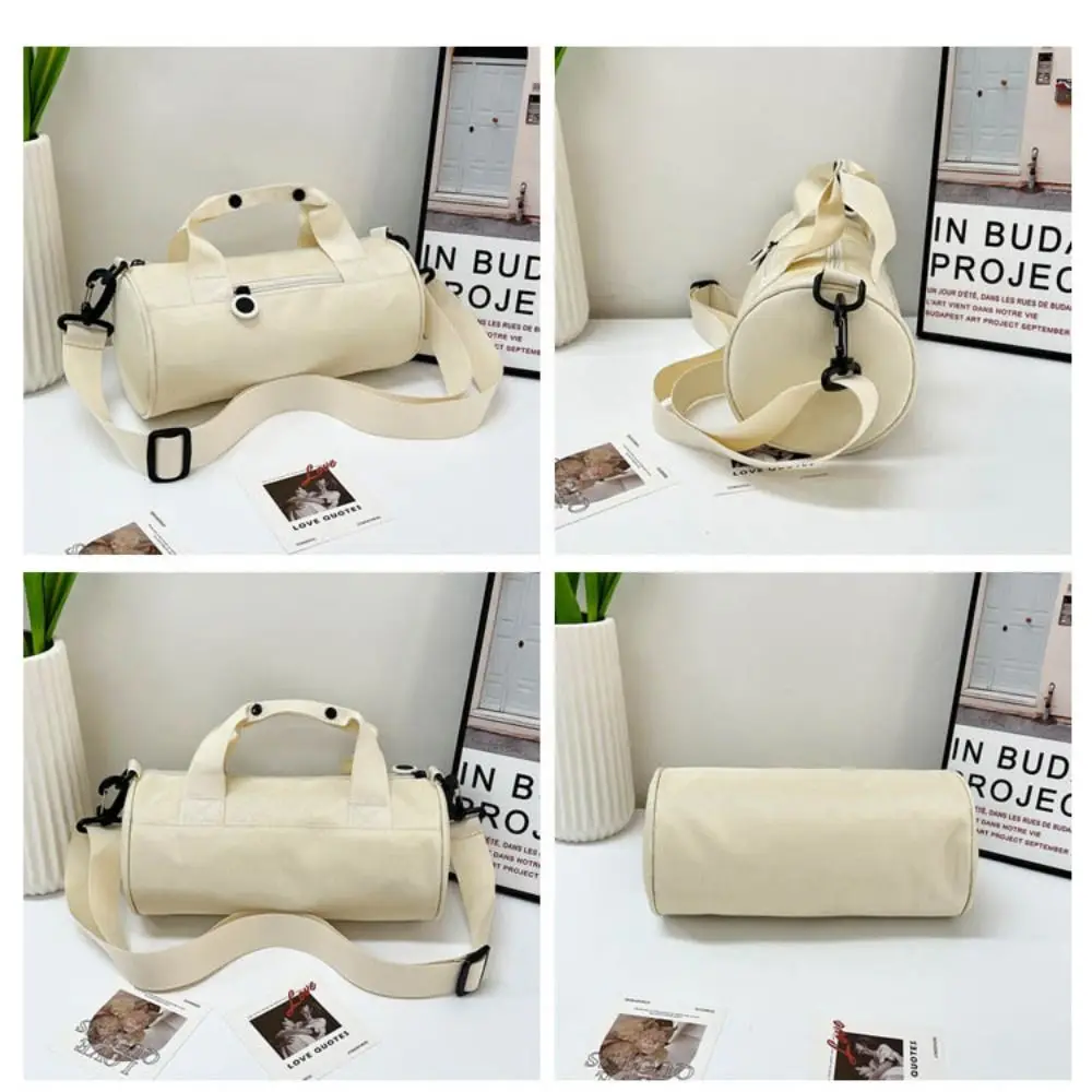One Shoulder Cylinder Gym Bag Nylon Solid Color Women Crossbody Bag Large Capacity Waterproof Fitness Yoga Storage Bag