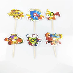24pcs/lot Superzings birthday decoration Cupcake Toppers With Sticks Baby Shower Boys Favors Cake Topper Gifts DIY Party Supplie