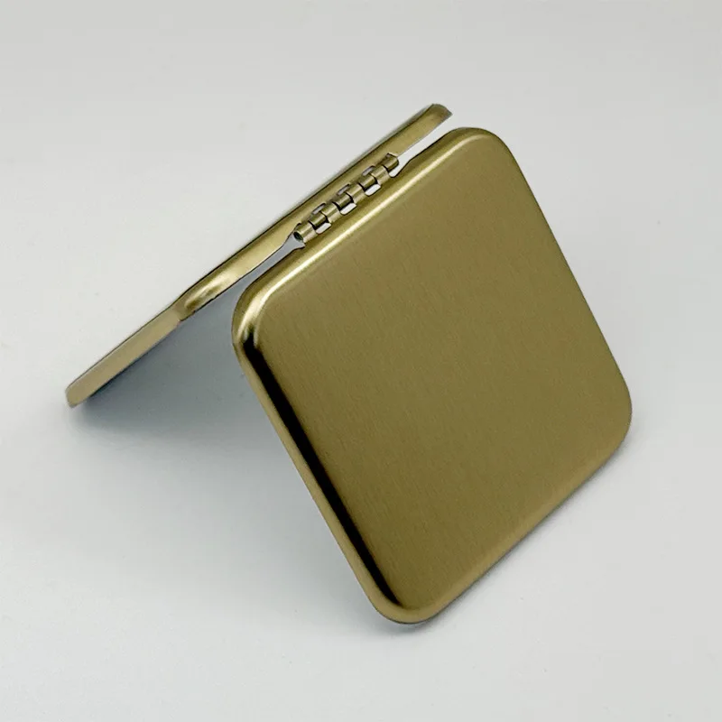 Quadratischer klappbarer Make-up-Spiegel aus Edelstahl, tragbar, doppelseitig, kompakt mit Vergrößerung