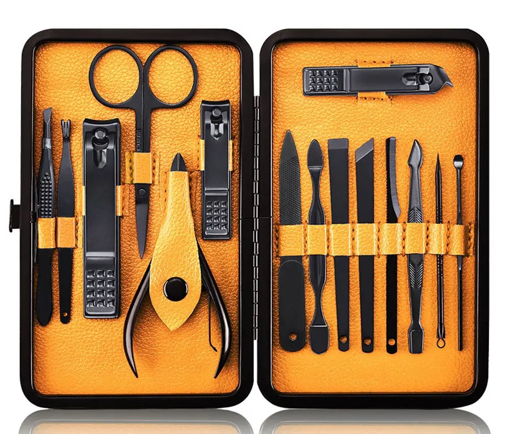 

15-Piece Stainless Steel Nail Care Set with Travel Case, Manicure & Pedicure Tools for Home or Gift