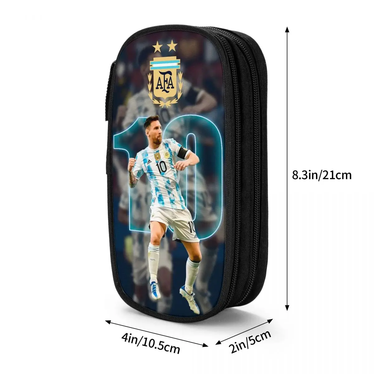 Grande Futebol Messi Lápis Case, Argentina Football Pen Box Bags, Meninas e Meninos Pen Storage, Material Escolar Zipper Pencilcases