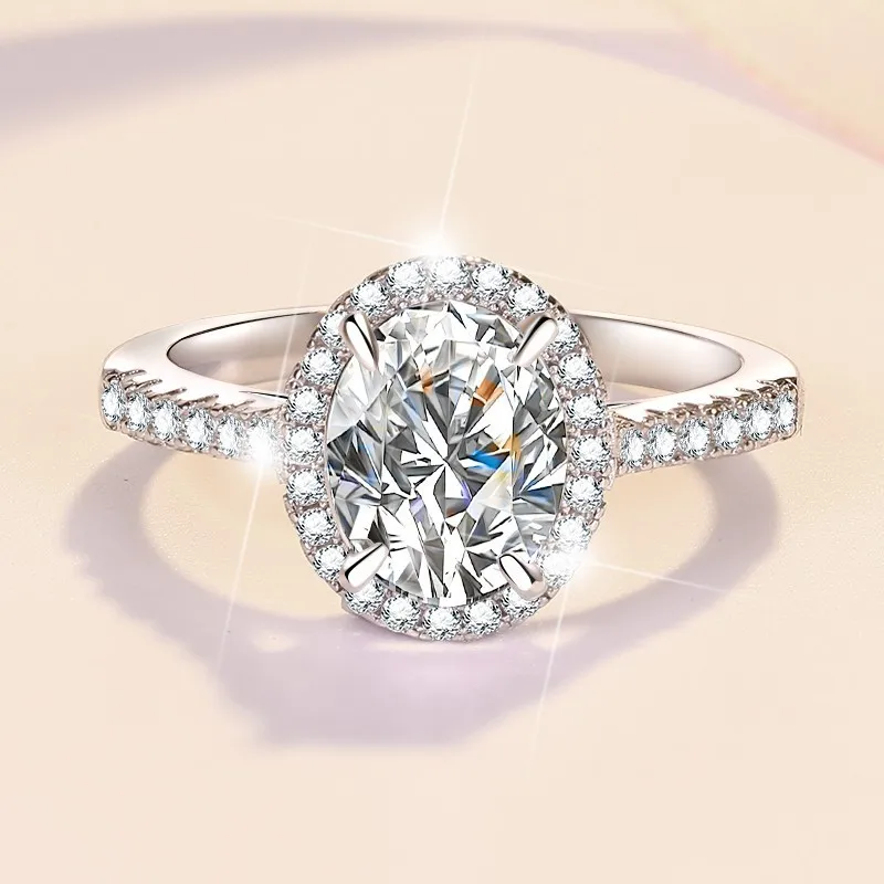 

JZ0039 Lefei Модные модные роскошные изысканные цветные D классические овальные кольца с муассанитом 2 карата для подвесок для женщин, серебро 925 пробы, вечерние ювелирные изделия, подарок