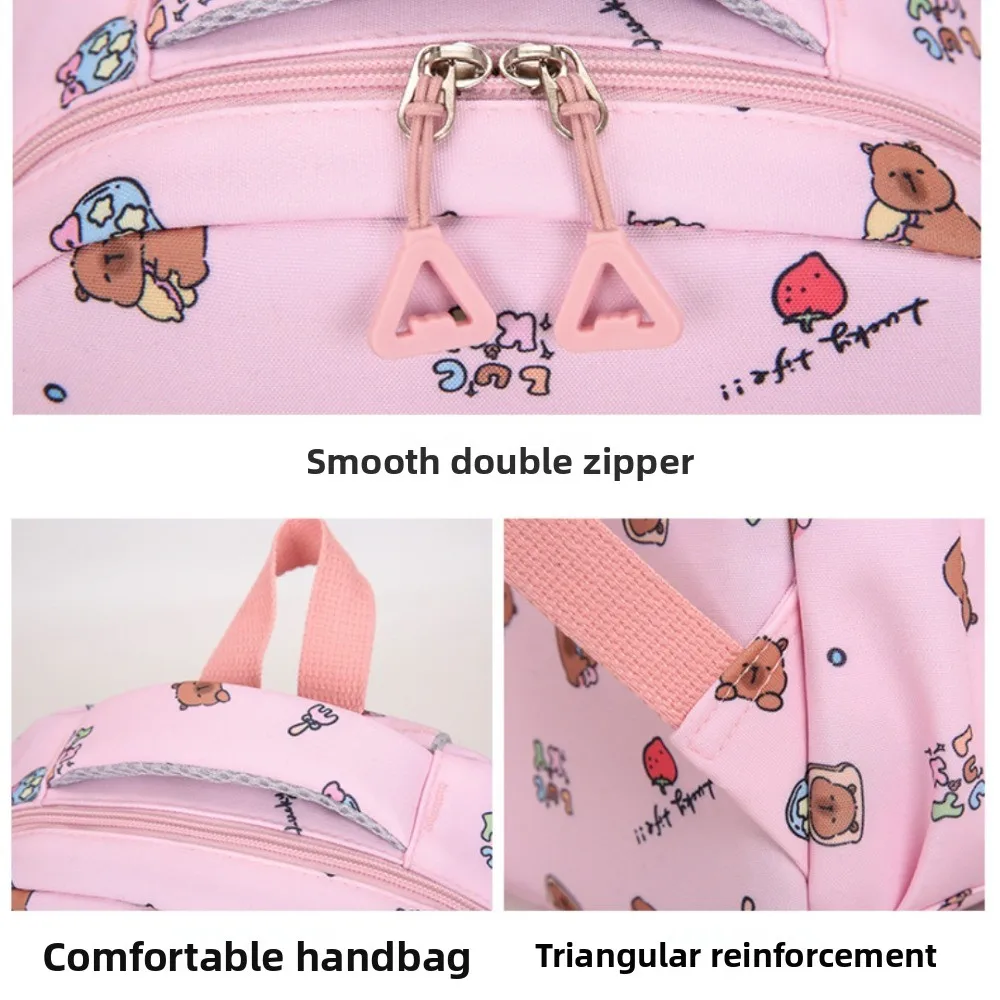 3PCS/Set Capybara School Bags Lightweight Cartoon School Backpack Set Children Book Bags Large Capacity Kindergarten Backpack