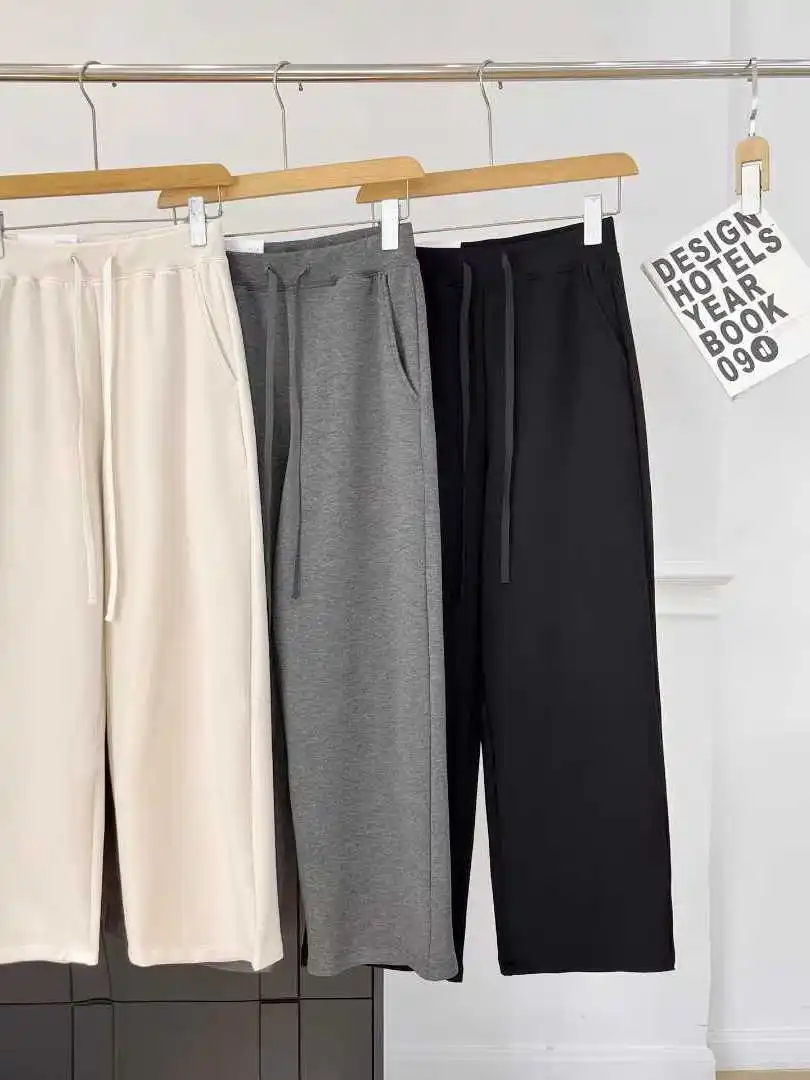 

High Waist Straight Leg Pants Women's Casual Trousers Fce Lined Elastic Waist Warm Slimming Autumn Winter Faion