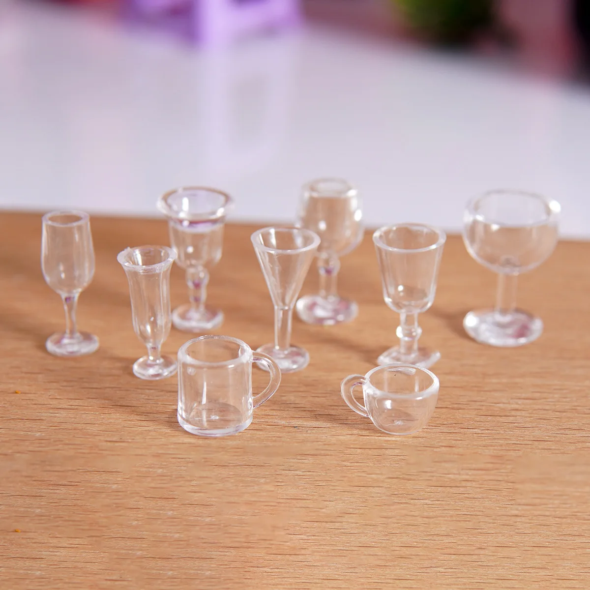 10pcs 1:12 Mini Wine Glasses Goblets Coffee Cups Dollhouse Tableware Containers Kitchen Scene Miniature Food Toys Decorations
