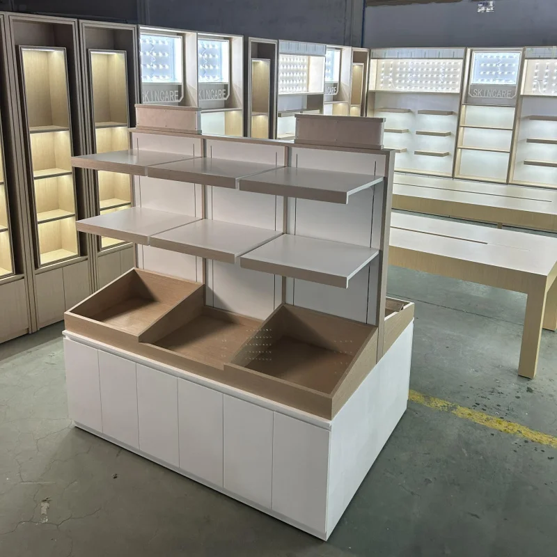 [Customized]OEM Cosmetic Shop Wood Display Stand Cosmetic Display Rack Shop Display Furniture