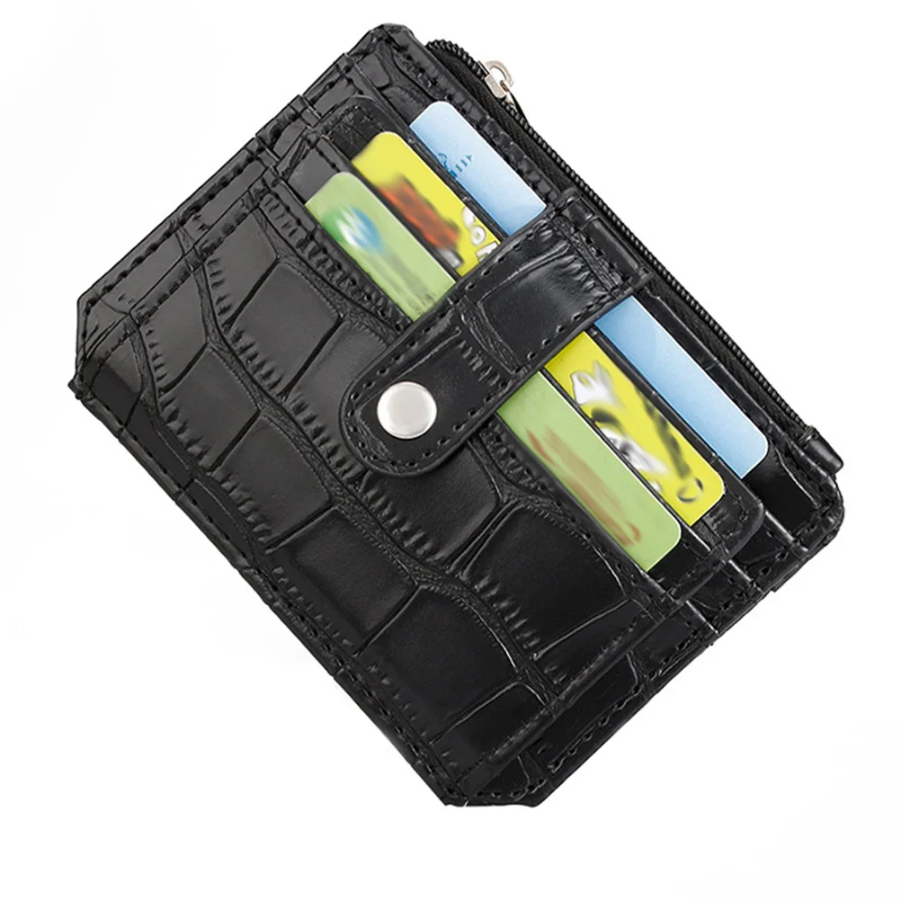 محفظة نقود معدنية بنمط أسود، محفظة قصيرة لتخزين البطاقات النقدية، حامل محمول متعدد الوظائف عتيق #3