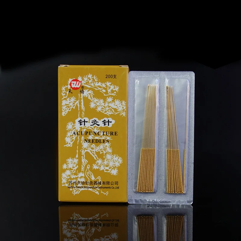 200pcs Non-Disposable Gold-plated Surface Acupuncture needle Sterilization Reusable Body Health Care Skin Beauty guasha