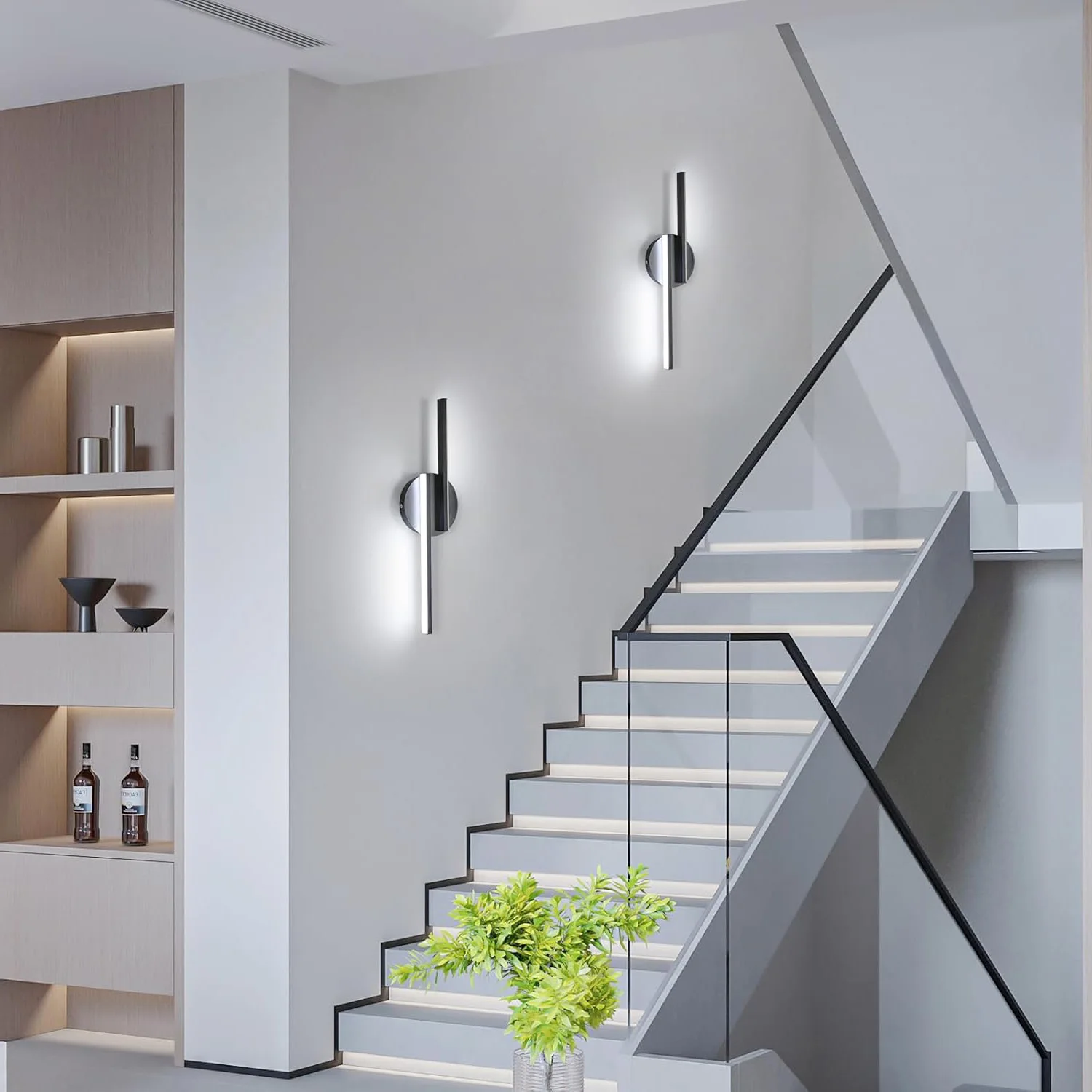 Schwarze LED-Innenwandleuchte, 16 W moderne Wandleuchte, schwarze Beleuchtung, LED-Wandleuchte für Schlafzimmer, Wohnzimmer, Flur, Treppen – Detail 4