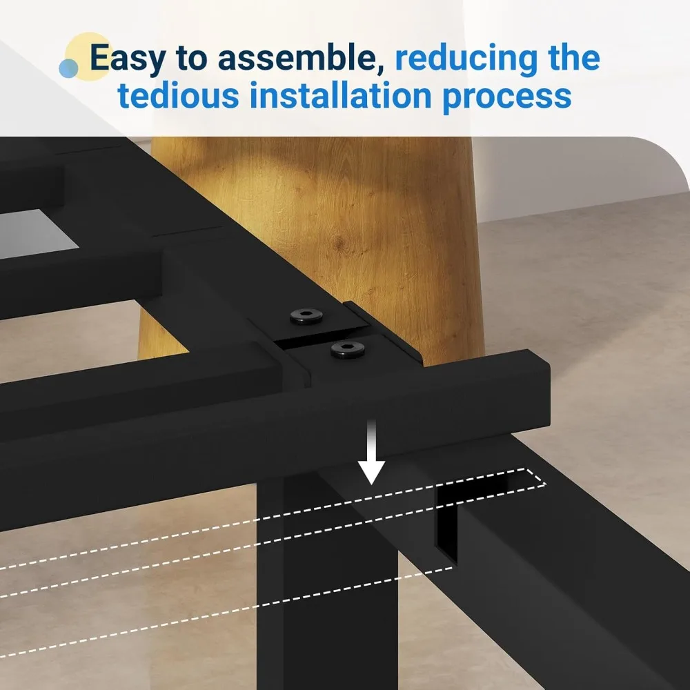 14 InchBed Frame with Headboard, Metal Platform Bed Frame, Full Bed Frame No Box Spring Needed, Heavy Duty Slats Support