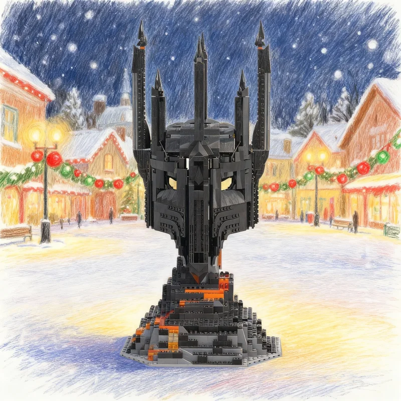 

1306 деталей MOC: Шлем Саурона, модель из «Властелина колец», конструктор, креативный подарок, коллекционный декор, премиум-класс для детей