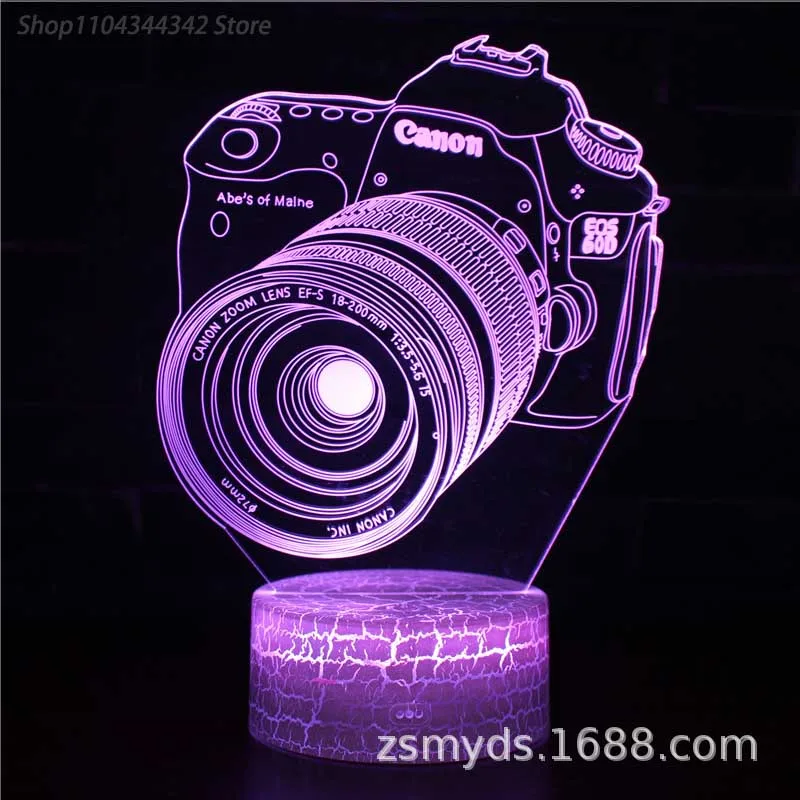 3D Acrylic Creative Camera Night Light Living Room Bedroom Creative Parent Child Gift Decoration Light USB Atmosphere Light