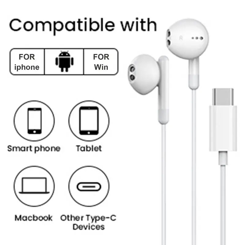 For Galaxy S24 Ultra Type C Earbud Wired Headphones With Mic DAC Chip 3.5mm Earphone S23 S22 S21 + Ultra note 20 10 Accessories