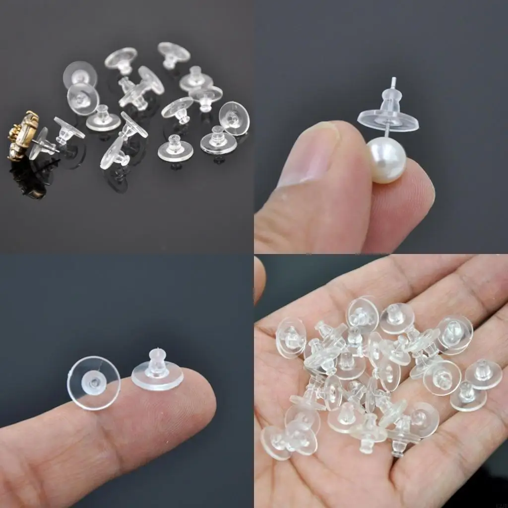   100 Pack Silicone Earring Stoppers Plugs Clear Earrings Back Secure Ear Studs Closures for Heavy Earrings for DIY Lovers