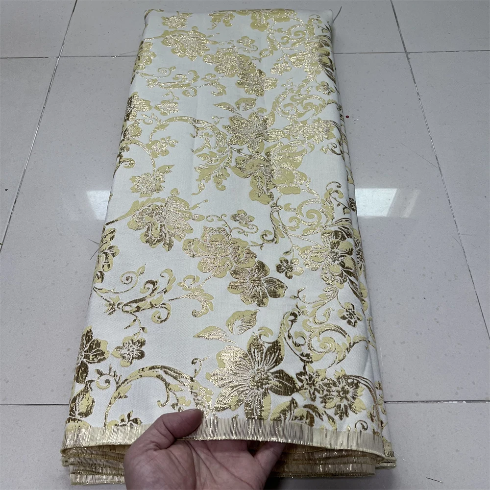 

2025 African Nigerian High-Quality Tulle Lace Fabric Jacquard Organza Embroidery Guipure for Party Prom Dress 5Yard YXZ187