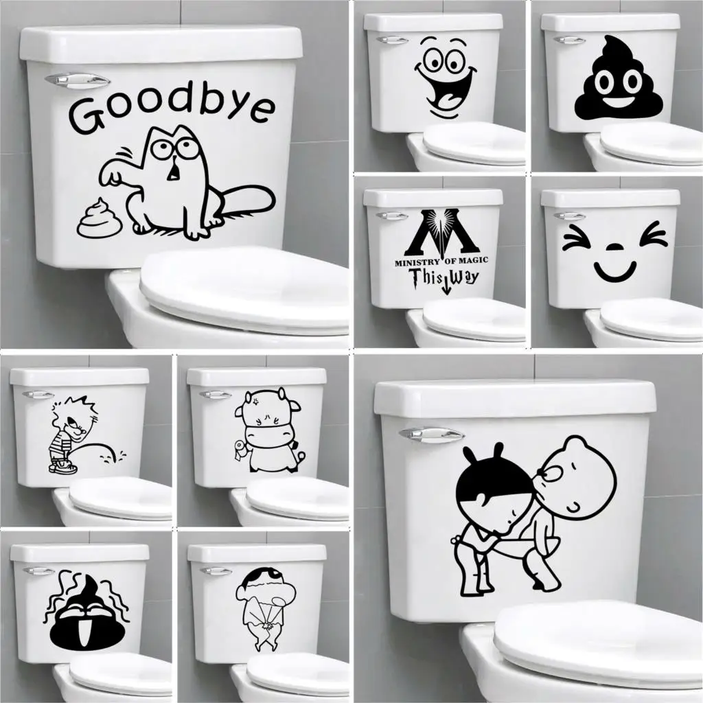 Funny Spoof Bathroom Toilet Sticker Home Decoration Accessories Waterproof Removable For Toilet Decorative stickers Pegatinas