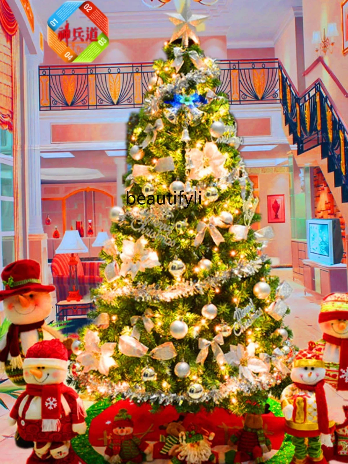 

Large Christmas Tree 3m Encrypted Luminous Christmas Silver Decorated Christmas Tree Package 5m C56