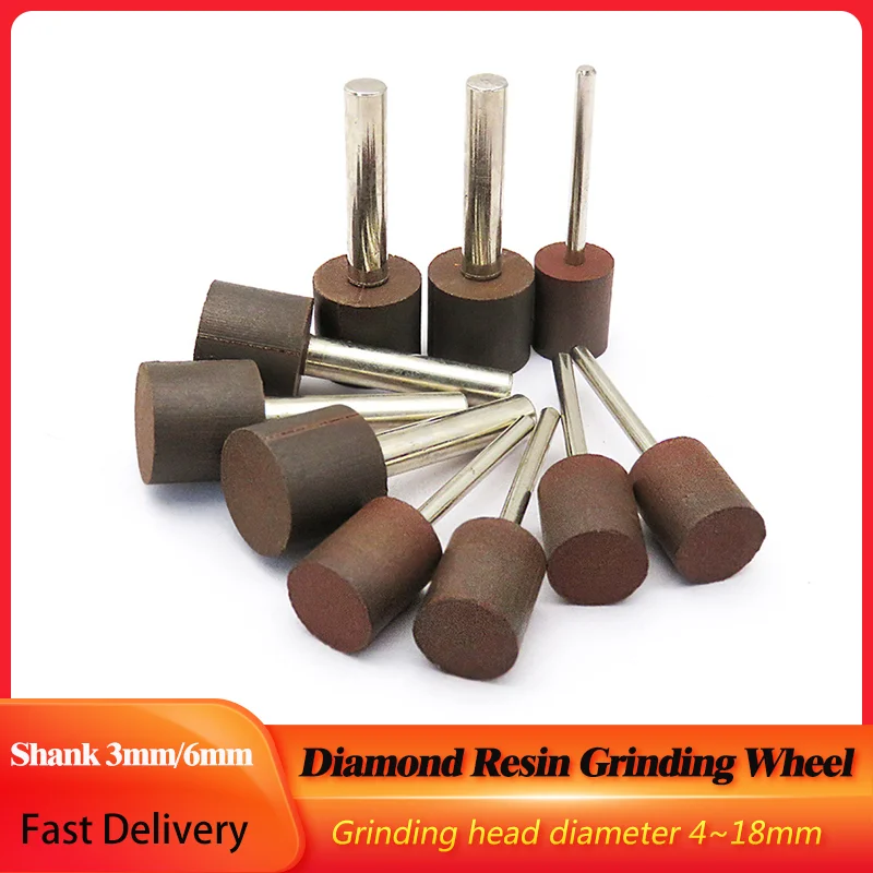 

1Pc 4mm-18mm Diamond Resin Bonded Grinding Wheel Grinding Heads Abrasive Stone Points Electric Grinder For Dremel Rotary Tools
