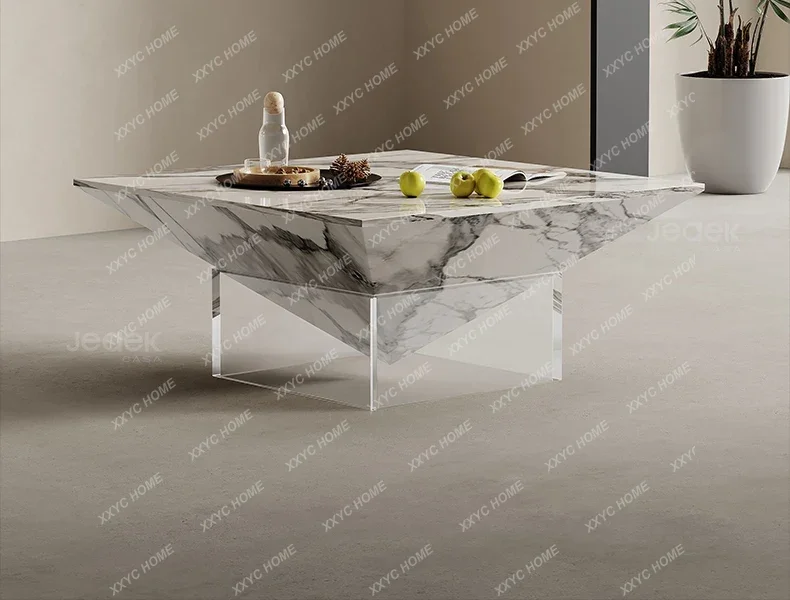 AA minimalist suspended coffee table square marble veneer living room home