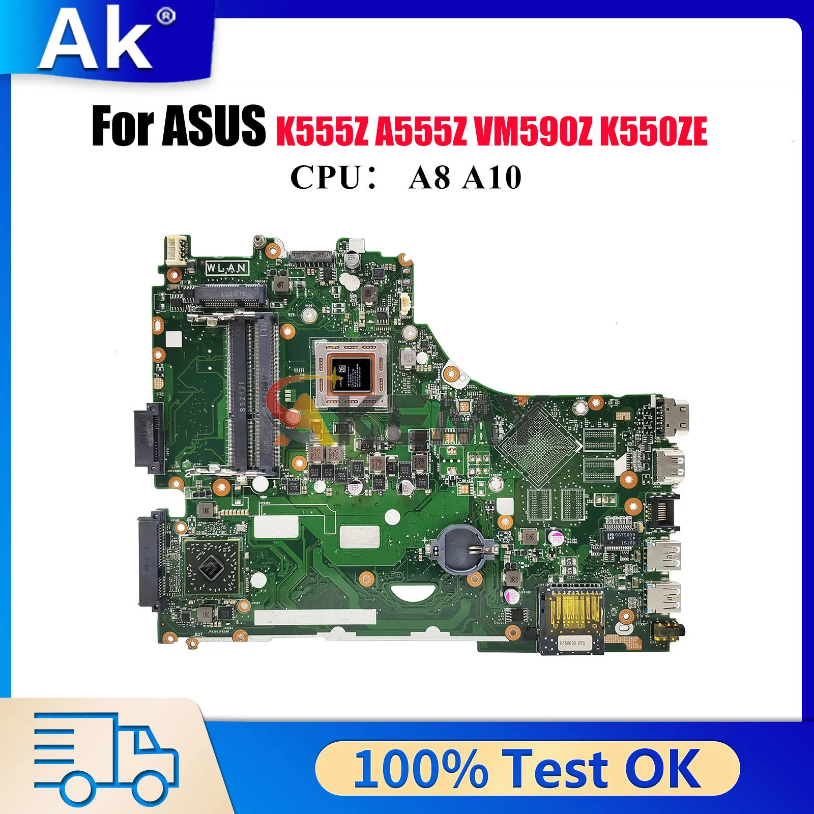 

X550ZA Laptop Motherboard For ASUS VivoBook F550ZE X550Z A555Z X550ZE K555Z K550ZE A550ZE VM590Z Mainboard With A8 A10 CPU stk