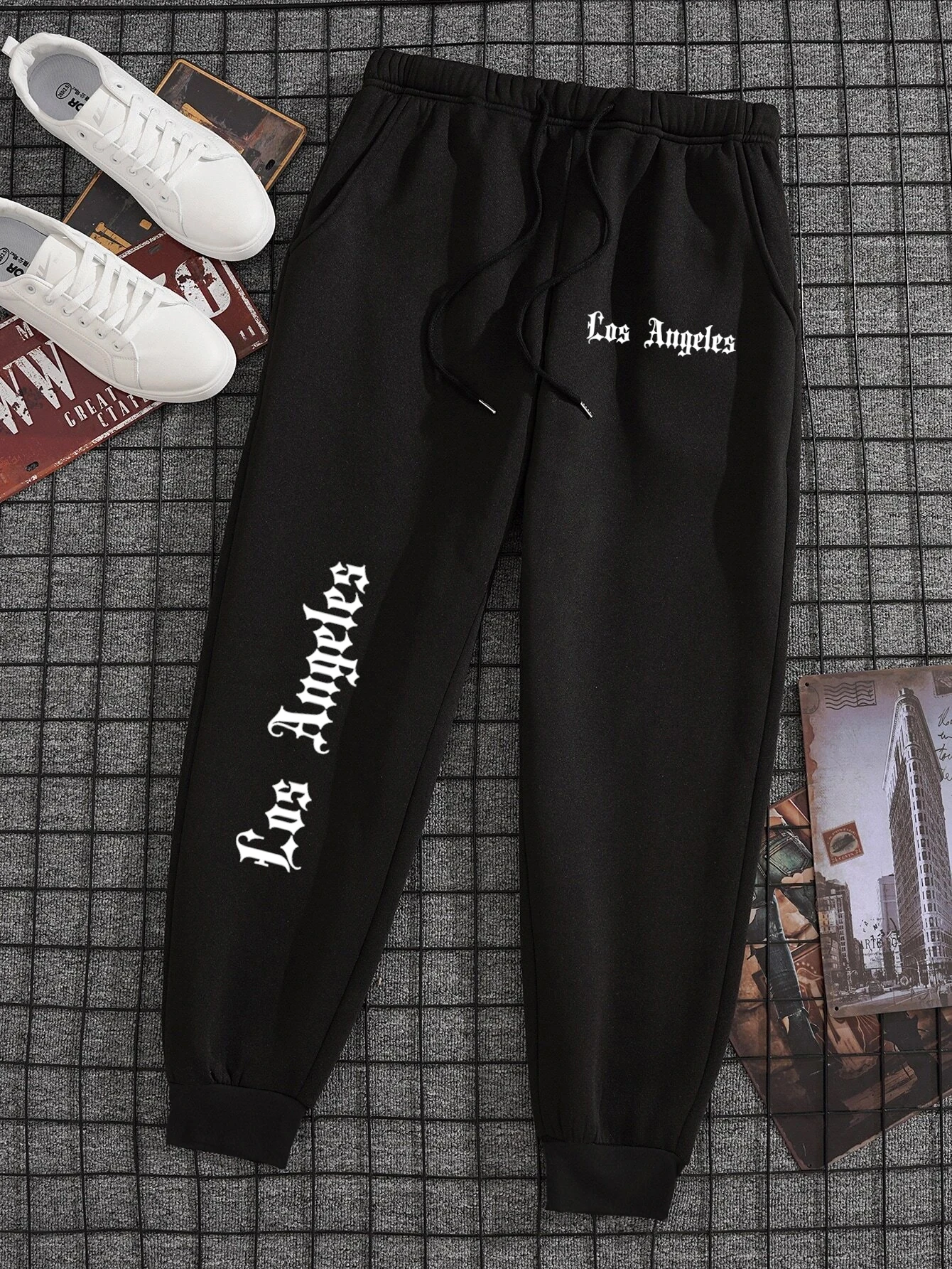 Los Angeles City Printed Men Women Sweatpant Leggings Long Jogger Fleece Gym Casual Sportswear Fitting Jogging Sweatpants Couple