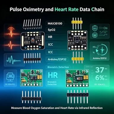 MAX30100 PPG Heart Rate SpO2 Sensor Module, Integrated Ambient Light Cancellation for Arduino