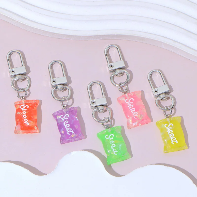 Loe | Mini llavero con colgante de caramelo de simulación, llavero con colgante de comida de resina, accesorios para bolso de niña, bricolaje, creativo, de moda