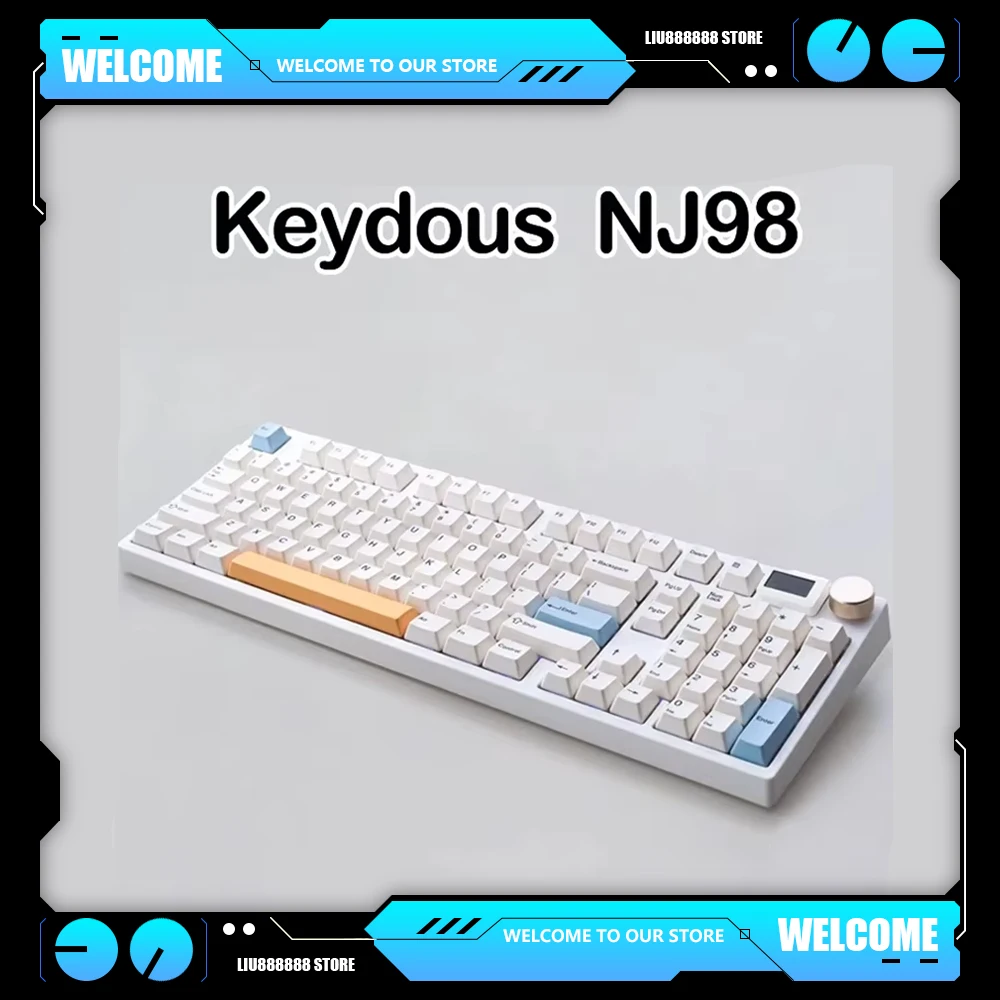 Keydous NJ98 Three Mode Hot Swap Mechanical Keyboard Bluetooth Wireless 2.4G Wireless RGB Backlight Gaming Accessories 98 Keys