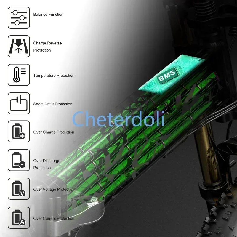 Hohe Kompatibilität, faltbares Design, LO26 20LVXD 48 V E-Bike-Akku, 12 Ah–20 Ah, integrierter Lithium-Akku mit 2 A-Schnellladegerät