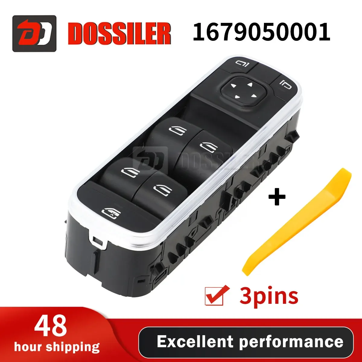 

1679050001 Dossiler Driver Side Window Lifter Switch Without Fold Button A1679050001 For Mercedes-Benz A220 2019 2020 3 Pins