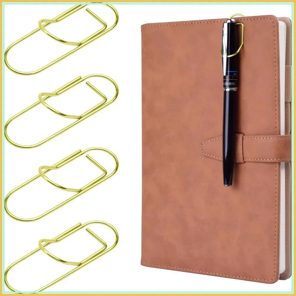 10Pcs Gold Stainless Steel Pen Clips Universal Metal Pen Holder Clips for Notebook Journal Book Office School Student Supplies