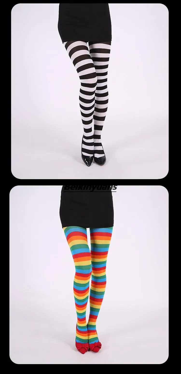 Party-Requisiten Gestreifte Strumpfhosen Halloween Weihnachten Strumpfhosen Strümpfe Mehrfarbig Optional – Detail 8
