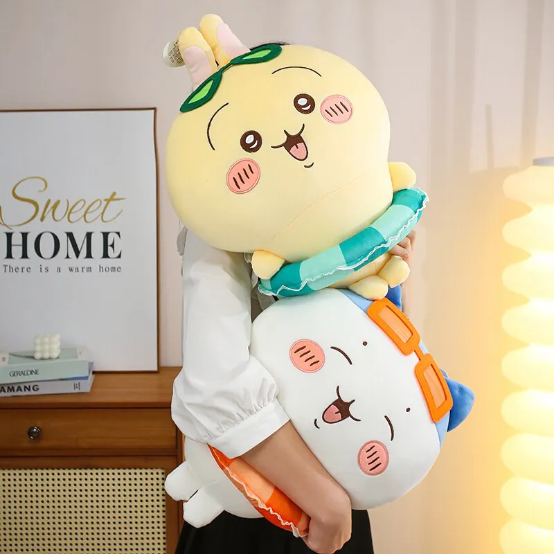 

New Summer kawaii Series Chiikawa Plush Usagi Hachiware Toy Soft Stuffed Toys with Swimwear Birthday Gift Sofa Bed Home Decor