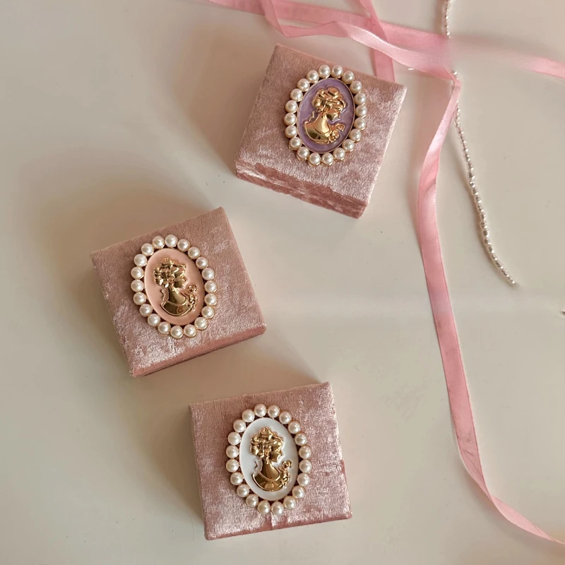 

Антикварная бархатная шкатулка для драгоценностей, винтажный футляр для безделушек с жемчугом, органайзер для колец и ожерелья во французском стиле, готовый подарок