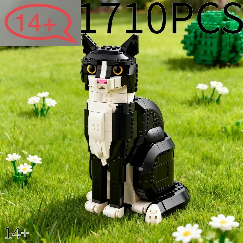 MOC 1710Pcs MOC New 21349 Tuxedo Cat  Creative Cartoon Animal Assembly Toy Diy Educational Puzzle Toys Gift