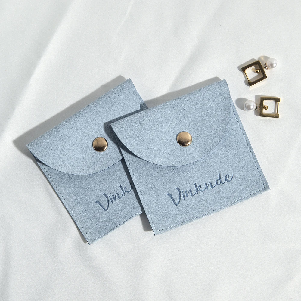 شعار مخصص 50 حزمة صغيرة المخملية ستوكات زر الحقيبة الجلد المدبوغ مجوهرات هدية التعبئة والتغليف حقيبة أقراط خواتم تخزين عرض كيس #3